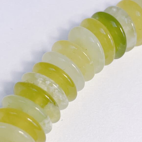 Signed Sterling Silver Jay King Graduated Green Serpentine Disc Beaded Necklace - Picture 11 of 16